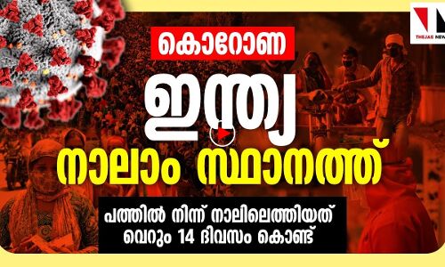 കൊറോണ: ഇന്ത്യ നാലാം സ്ഥാനത്ത്, പത്തിൽ നിന്ന് നാലിലെത്തിയത് വെറും 14 ദിവസം കൊണ്ട്